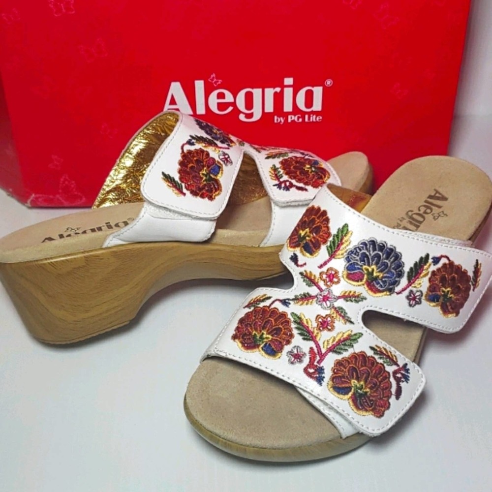 NIB Alegria Linn Slide Wedge Leather Sandal Sz 9